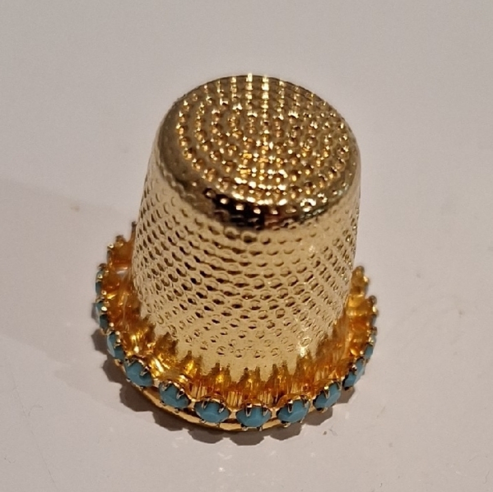 Gold Thimble with Turquoise Accents